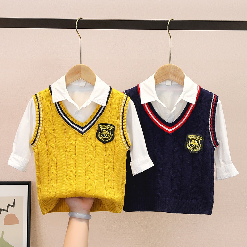 Áo Sweater Dệt Kim Sát Nách Cổ Chữ v Vải Cotton Mỏng Thời Trang Cho Bé