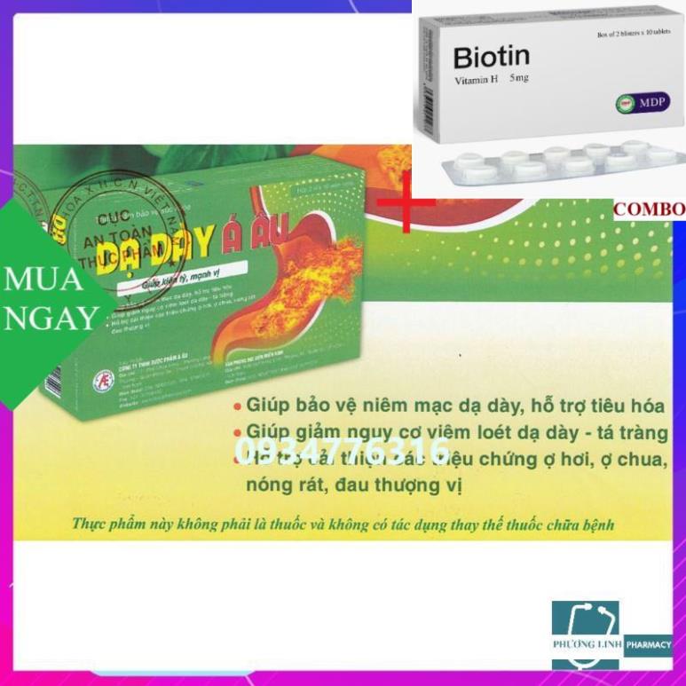 Combo Biotin 5mg+ Dạ dày á âu hộp 2 vỉ x 10 viên