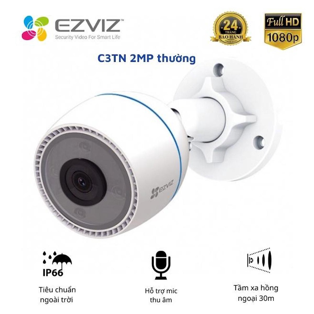 Camera wifi ngoài trời EZVIZ CS-C3TN A0-1H2WF 2.0 Megapixel, hồng ngoại 30m, có thu âm, chống nước - Bảo hành 24 tháng