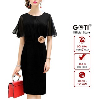 GOTI - Đầm Ôm Dự Tiệc Trung Niên Cao Cấp Sang Trọng Đính Hoa Tay Voan Cho  Mẹ U50  3324