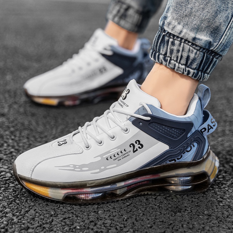 Giày Thể Thao Da Cổ Cao Đế Dày Có Đệm Khí Chống Sốc Chống Thấm Nước Thời Trang Cho Nam