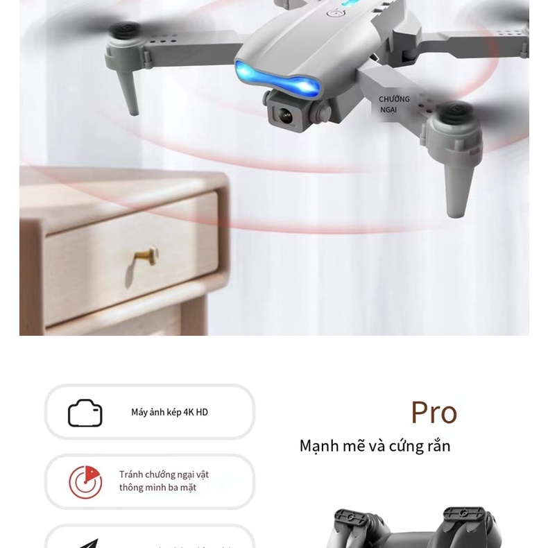 Flycam E99pro+ 2023 camera 4k UHD thế hệ thứ hai tự động tránh chướng ngại vật cầm tay nhu yếu phẩm du lịch Drone
