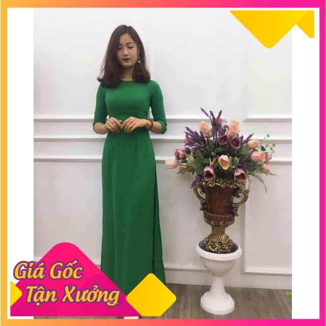 Áo dài lụa nhật trơn kèm quần cùng chất (đủ màu)