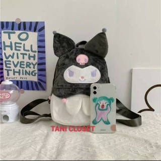 [Sẵn] Ba lô - Túi xách Kuromi Lông Nhung Mềm Mịn