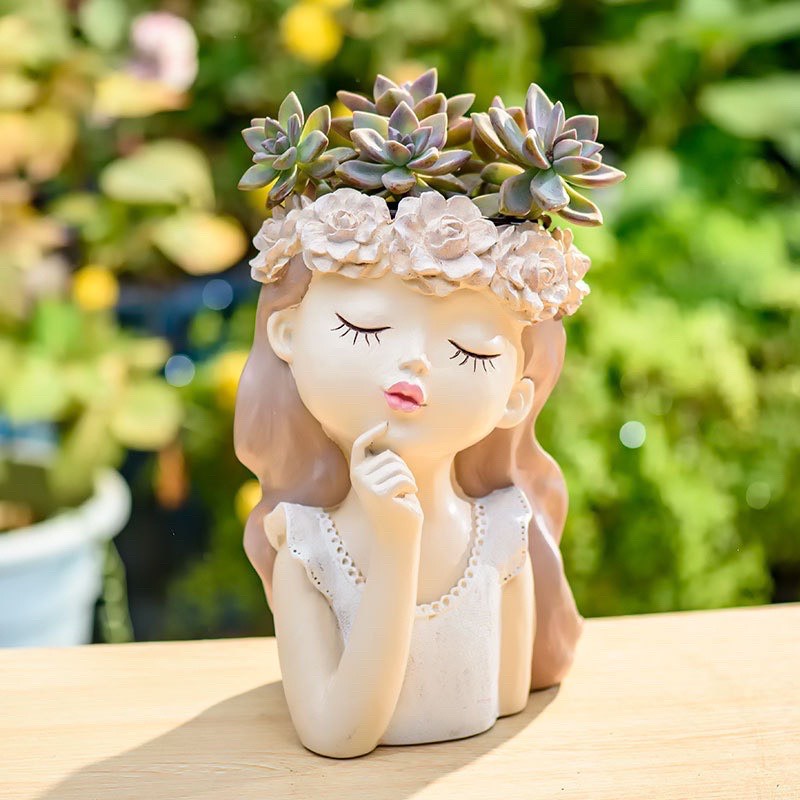 Tượng cô giá trang trí hoa decor GIÁ RẺ trang trí làm quà tặng,trồng sen đá, cắm hoa theo sở thích