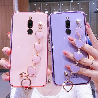 Ốp Điện Thoại Bằng Silicon Mềm Có Dây Vòng Tay Hình Trái Tim Cho redmi 8A mi 8