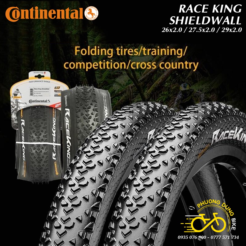 Lốp (Vỏ) gấp xe đạp MTB CONTINENTAL RACE KING SHIELDWALL 26x2.0 / 27.5x2.0 / 29x2.0