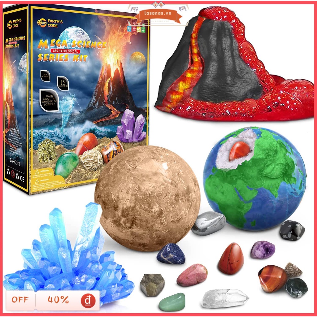 Đồ chơi khảo cổ học khai quật đá quý pha lê kho báu vũ trụ thiết kế hành tinh khám phá giáo dục làm quà tặng cho trẻ em