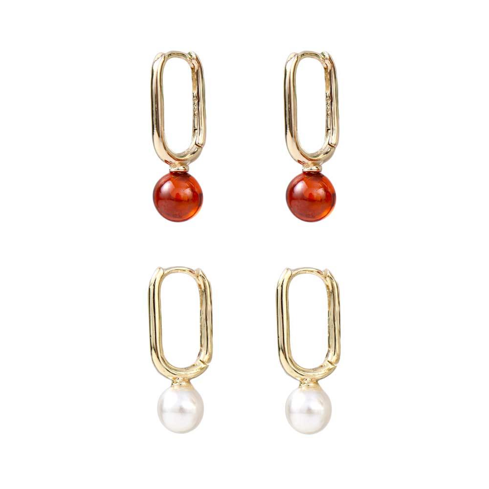 Khuyên Tai Đính Hạt Đồng Phong Cách Hàn Quốc Cho Nữ