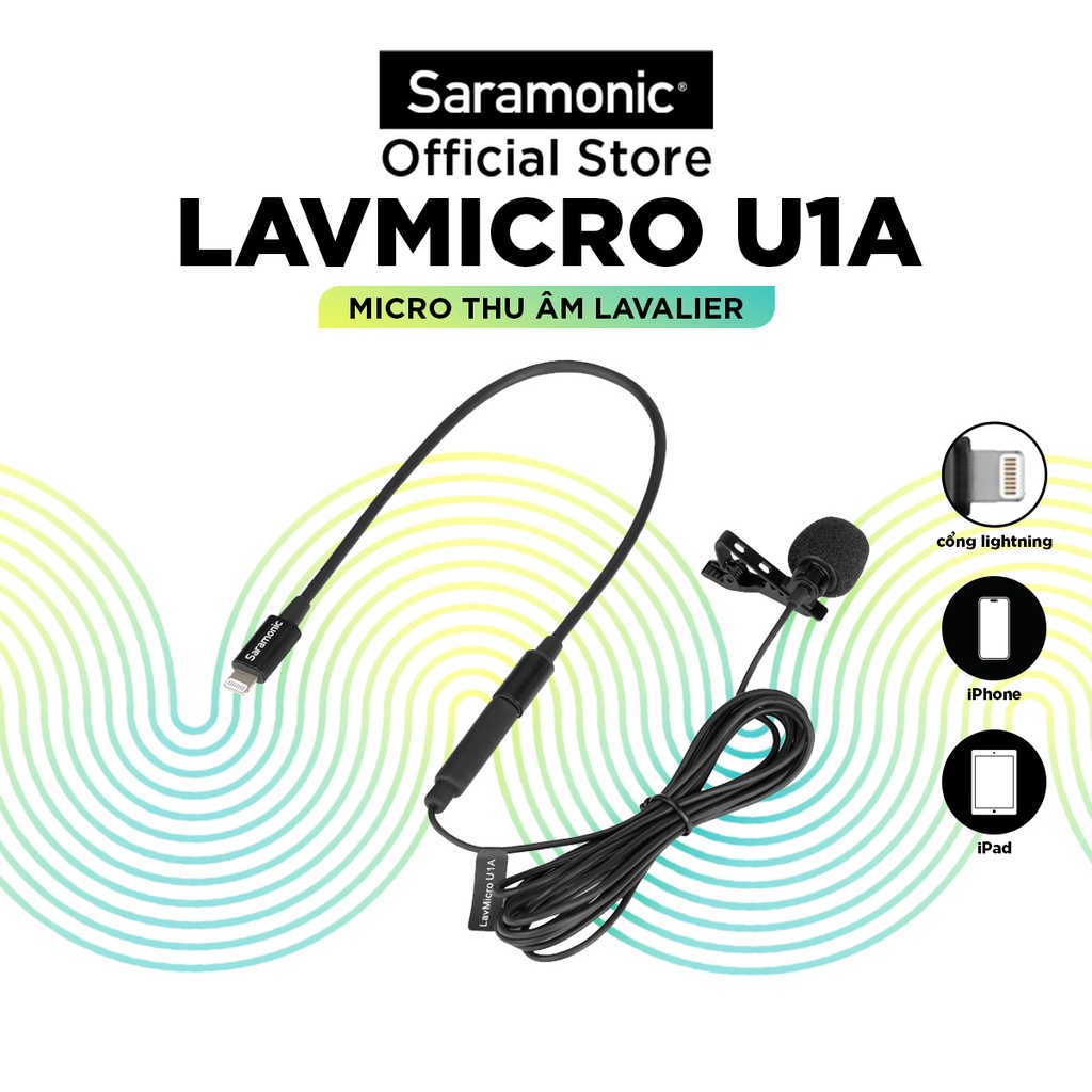 Mic Thu Âm Saramonic Lavmicro U1A - Để Phỏng Vấn/Livestream Cho Điện Thoại, Thiết bị IOS - Bảo Hành Chính Hãng 24 Tháng