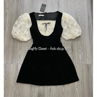 ( Hàng tk ) Váy nhung phối ren nơ