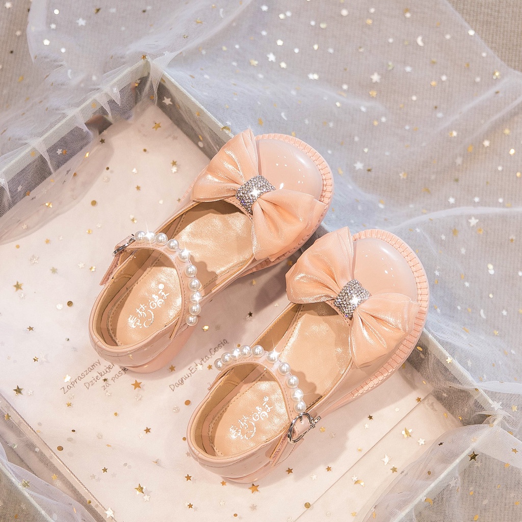 Giày Mary Jane Đế Mềm Đính Nơ Thời Trang Mùa Thu 2022 Cho Bé Gái