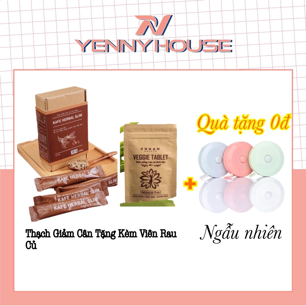Thạch Giảm Cân Chuan Kafe Herbal Slim Hộp 10 Thanh (Tặng Kèm 1 Gói Detox)