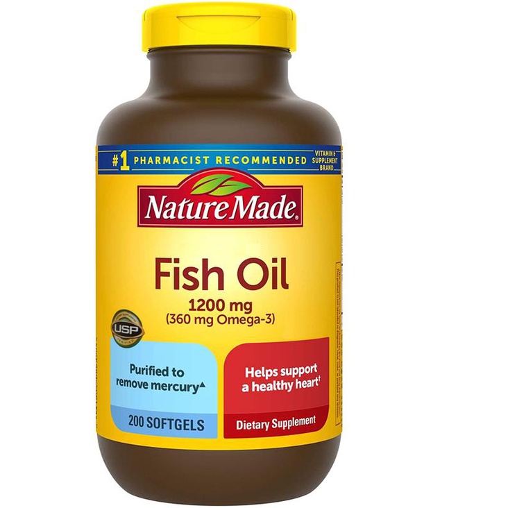 Viên Uống Dầu Cá Nature Made Fish Oil Omega 3 1200mg (360mg Omega 3) - 200 viên