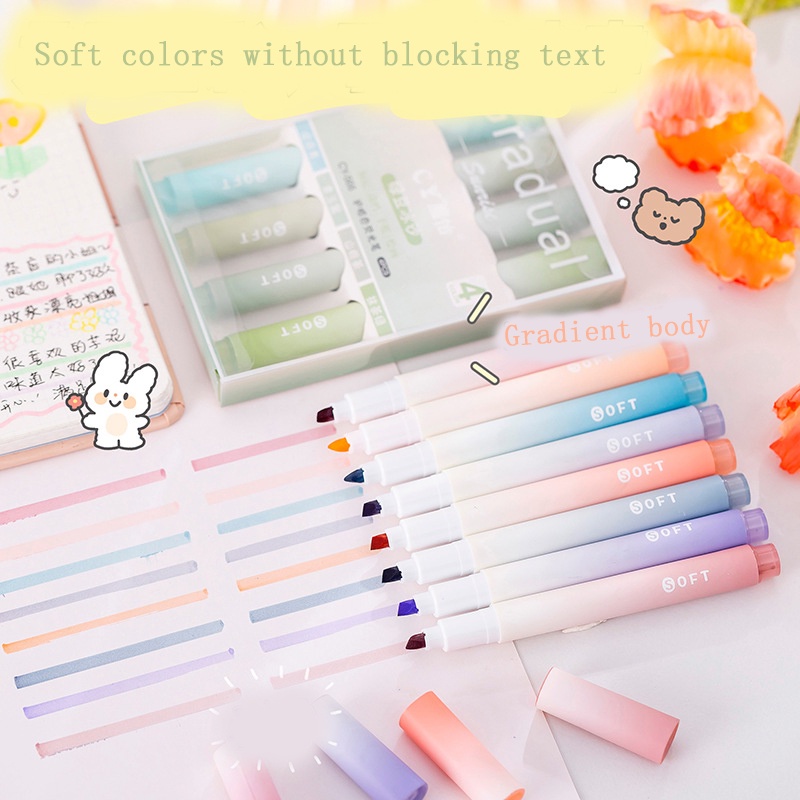 Hộp 4 Bút Đánh Dấu Morandi Ngòi Bút 4mm Dành Cho Học Sinh / Vẽ Tranh