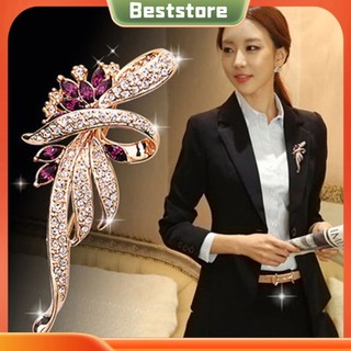 <BSTO> Ghim cài áo hình bông hoa đính đá thời trang thanh lịch dành cho nữ