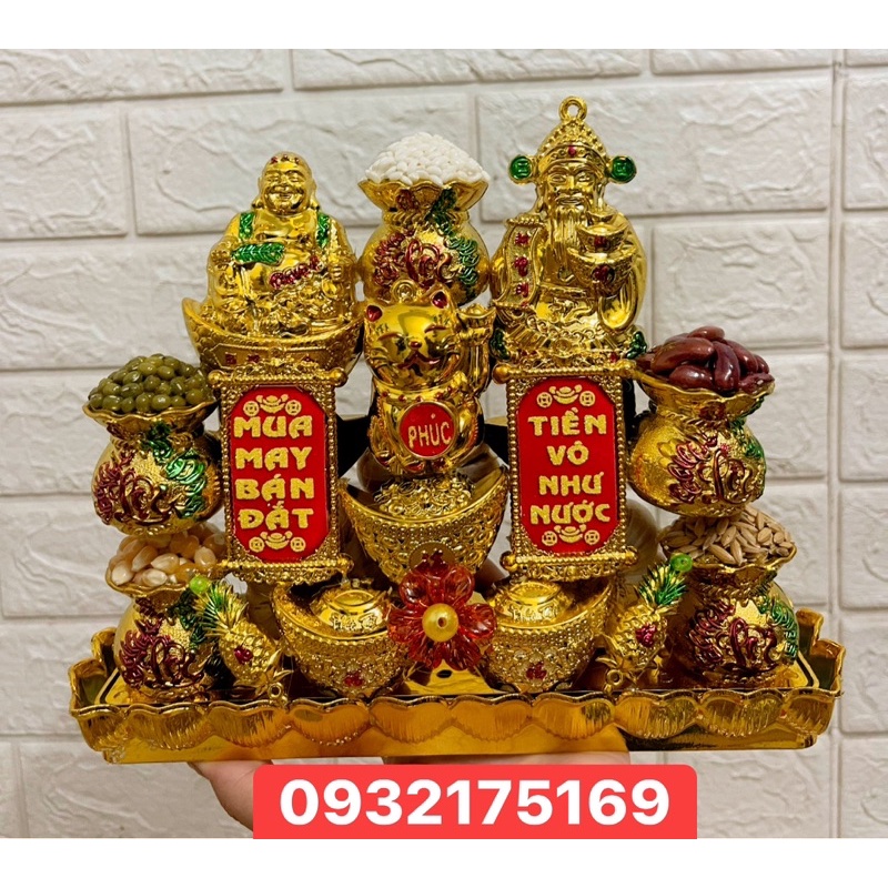 Khay tỏi ngũ đậu túi vàng tam ông chiêu tài hút lộc