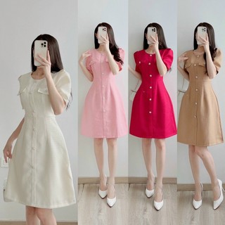 Đầm dạ hàn nắp túi cúc ngọc