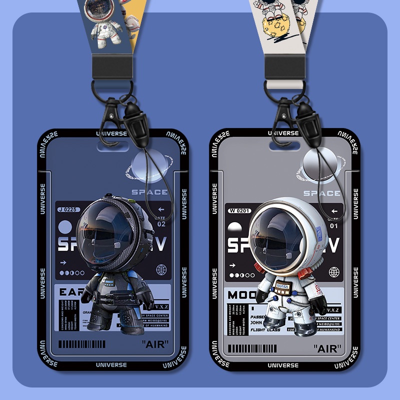 Space Robot Móc Khóa Đựng Thẻ ID / Thẻ ID Kèm Dây Đeo Cổ Tiện Dụng Cho Trường Học / Trường Học Card Holder