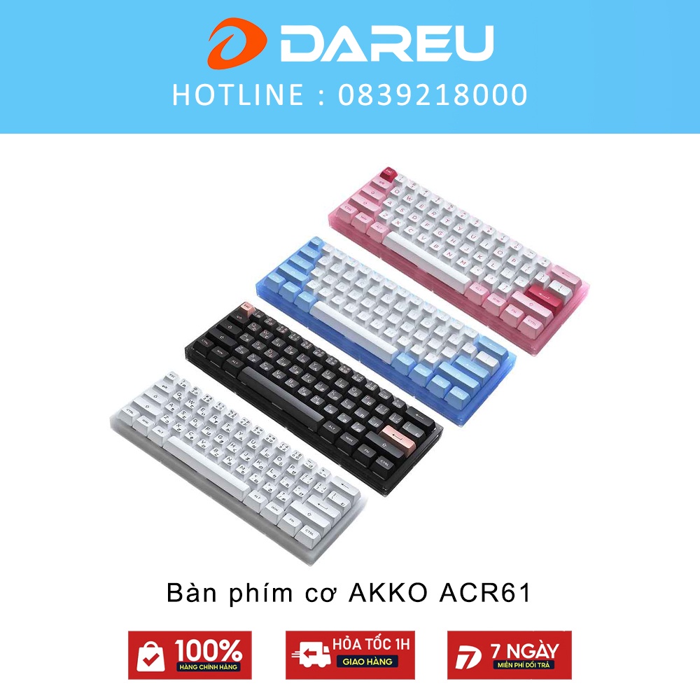 Bàn phím cơ AKKO ACR61( Hotswap / RGB / AKKO CS Switch Jelly Black , Blue , White , Pink ) - Bảo Hành 12 Tháng