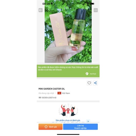 Dầu tẩy trang Castor Oil Mini Garden 30ml Chính Hãng