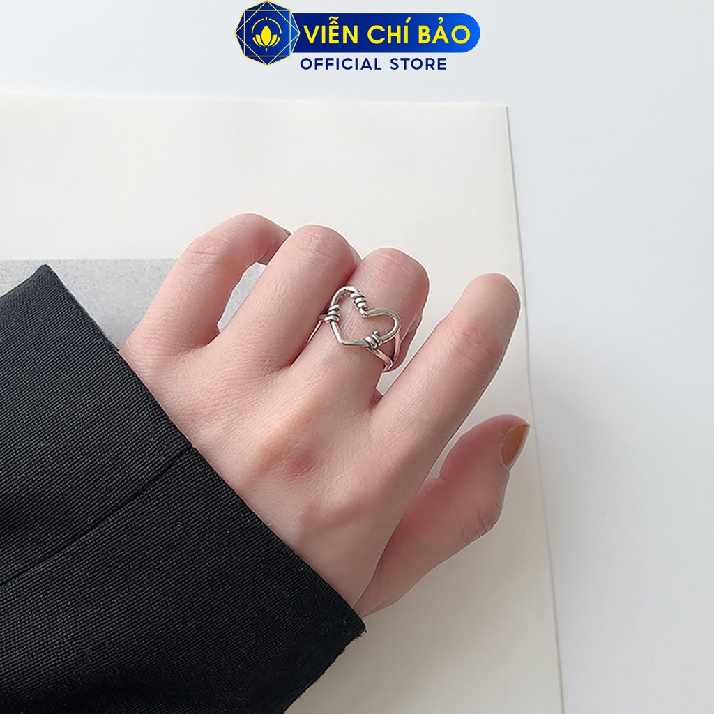 Nhẫn trái tim xoắn chất liệu bạc Thái 925 thời trang phụ kiện trang sức Viễn Chí Bảo N000593
