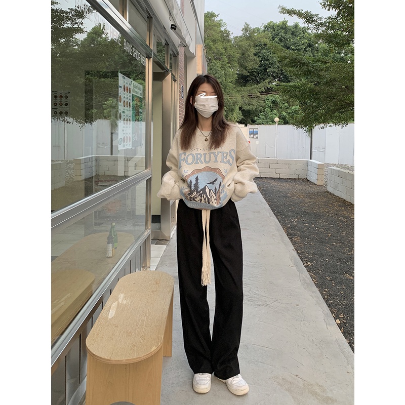 NRVP Quần thể thao dài dáng rộng phong cách thời trang Hàn Quốc