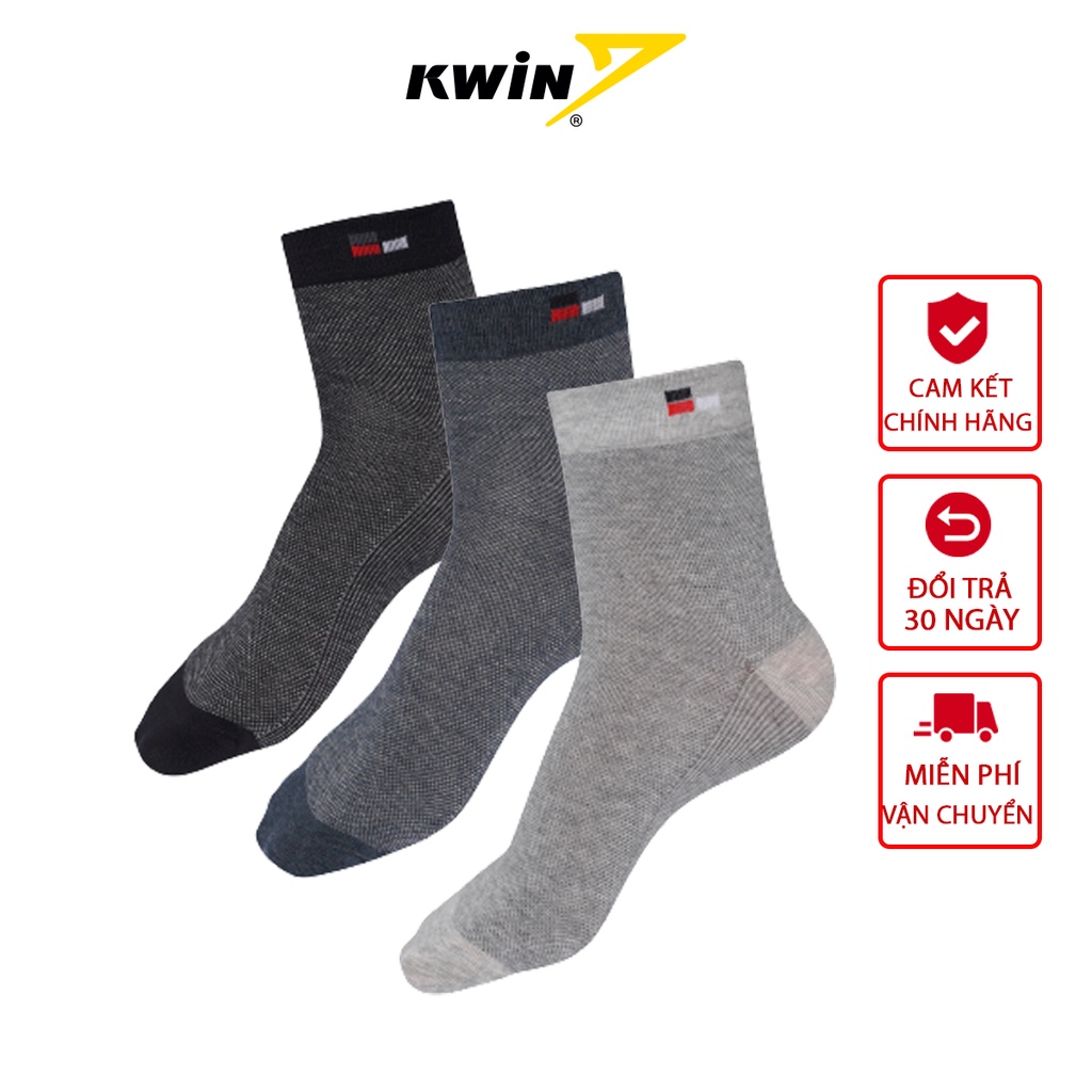Tất vớ nam Kwin cao cấp cổ trung chất cotton công nghệ nano bạc kháng khuẩn khử mùi tốt BSC011
