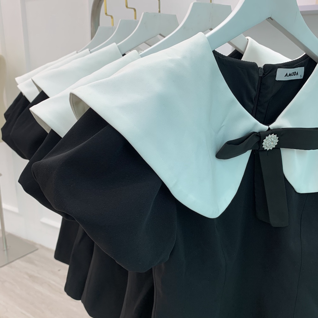 Áo thiết kế  chiết eo tay bồng  đính nơ siêu xinh cho nàng đi chơi đi làm AMODA A016