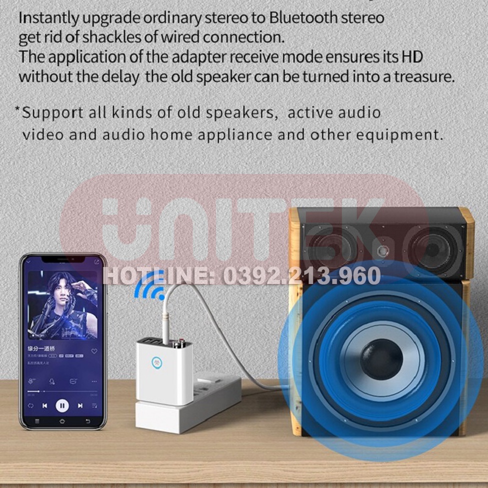 Bộ Chuyển Đổi Âm Thanh Không Dây Bluetooth 5.0 2RCA Aux Hỗ trợ Ứng Dụng Đĩa TF/U Sạc Nhanh 220V/2A K16