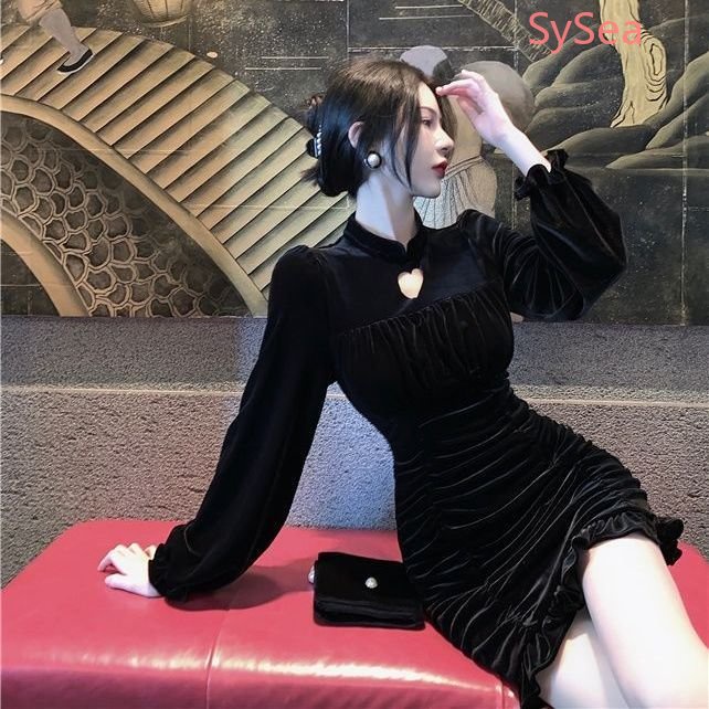 Đầm Dáng Ôm Xếp Ly Họa Tiết Trái Tim Thời Trang Mùa Thu Cho Nữ