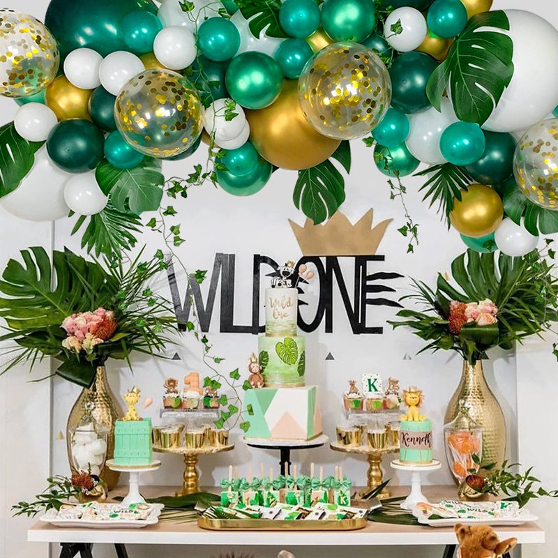 Bong Bóng Hình Chiếc Lá Màu Trắng Vàng Độc Đáo Trang Trí Tiệc Cưới / Sinh Nhật