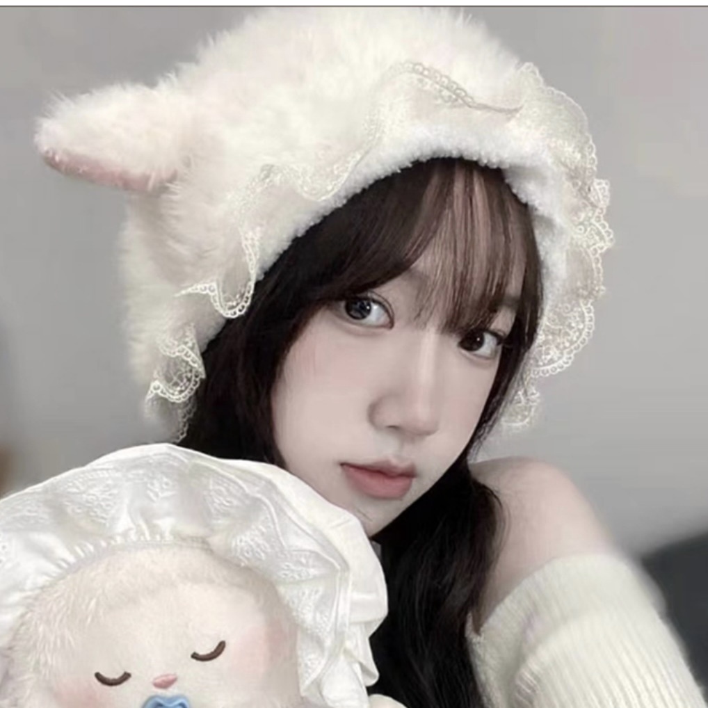 Mũ trùm đầu MG STUDIO thiết kế tai cừu giữ ấm xinh xắn thời trang