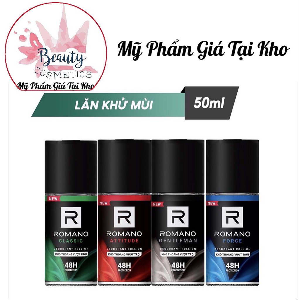 Lăn khử mùi nam kháng khuẩn & khô thoáng cả ngày Romano 50ml/chai