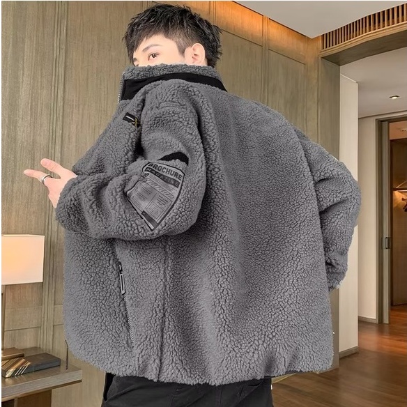 Áo khoác lông cừu M-3XL Áo khoác nam mùa thu đông có đệm đường phố Áo khoác đệm dày Áo khoác mùa đông