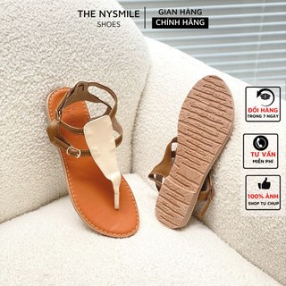 Giày sandal hè kẹp ngón da bò - The NySmile - bản tam giác 2 quai - PEPSII