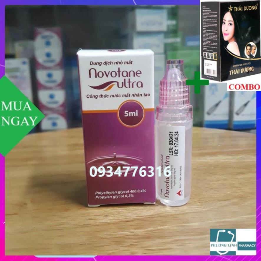 Combo Gội Là Đen Thái Dương+ Nước nhỏ mắt nhân tạo NOVOTANE ULTRA lọ 5ml