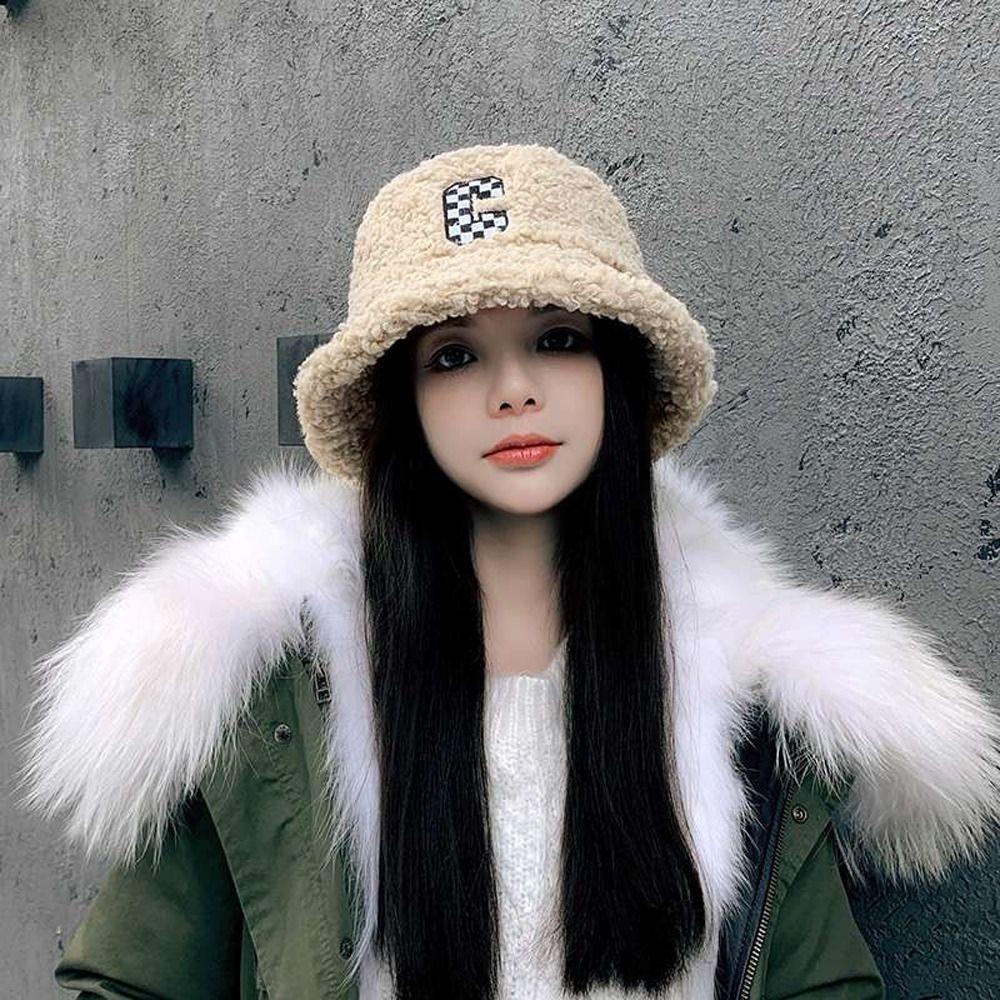 Nón Tai Bèo Mềm Mại Thêu Chữ Màu Trơn Chống Gió Ấm Áp