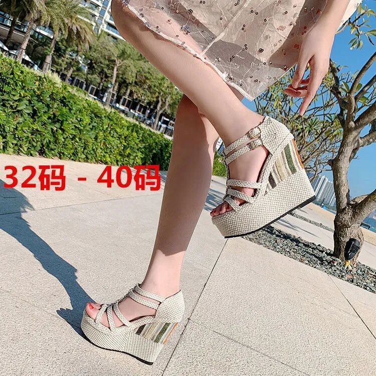 Giày Sandal Cao Gót 16cm 14cm 12Cm Đế Xuồng Hở Ngón Phong Cách Bohemian Thời Trang 2022 Cho Nữ