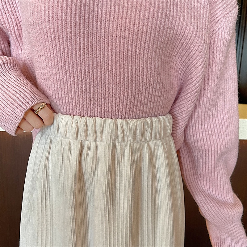 Chân váy SUXI lông cừu lưng cao đơn giản phong cách cổ điển dễ phối đồ