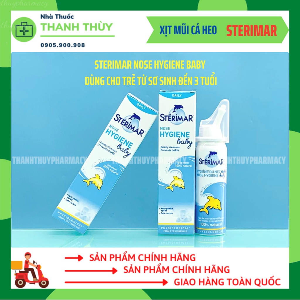 Sterimar 50ml - Dung Dịch Nước Muối Biển Xịt Mũi-Giúp Làm Sạch, Hết Nghẹt Mũi Cho Trẻ Em-Trẻ sơ sinh - Xịt mũi cá heo