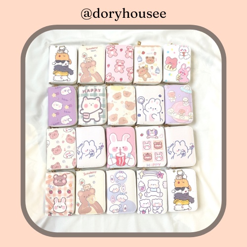 (Tặng sticker) Ví nữ bỏ túi, ví mini nhiều ngăn hình con vật, hoa quả đẹp dễ thương đựng thẻ