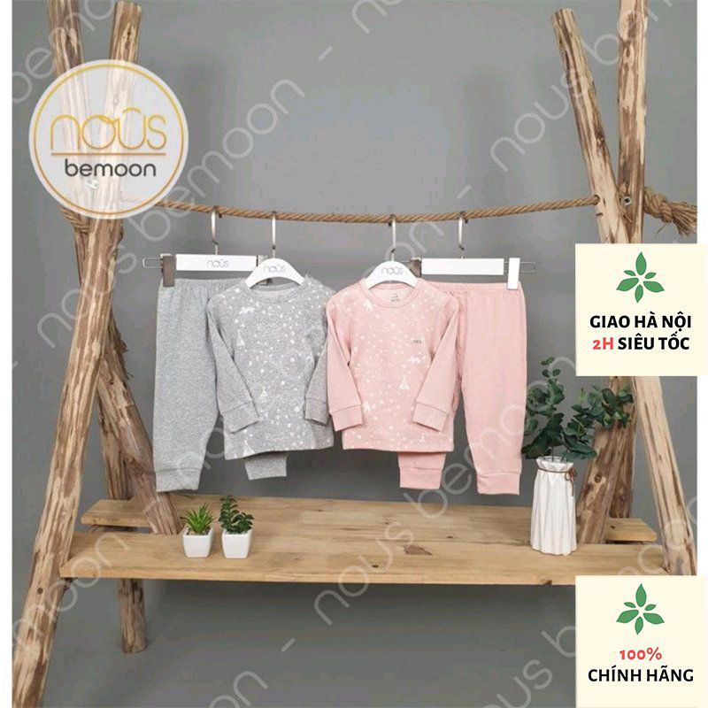 ( Nous chính hãng) Bộ Nous dài tay cài vai chất nỉ giữ nhiệt cho bé trai, bé gái size 9-12m,12-18m18-24m