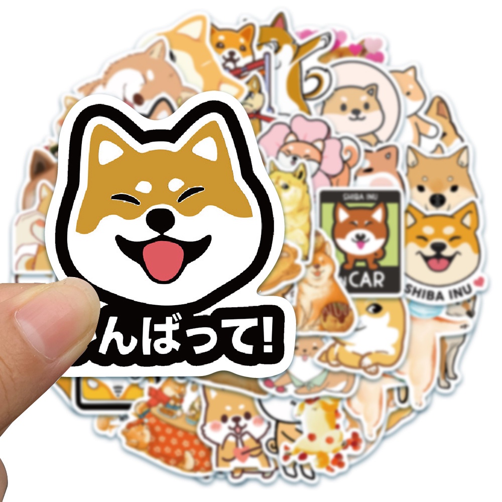 SET 50 STICKER Shiba Inu & Corgi Chống Thấm Nước Trang Trí Điện Thoại , Laptop , Vali Siêu Cute