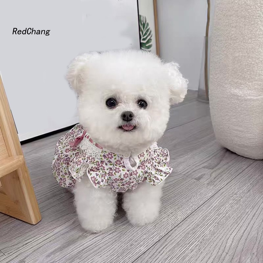 Đầm Không Tay Đính Nơ Họa Tiết Hoa Xinh Xắn Thời Trang Mùa Hè Cho Cún Cưng