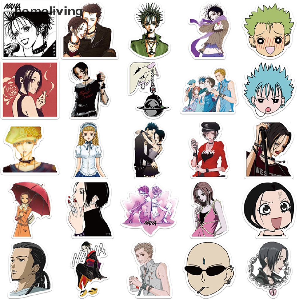 Bộ 50 Miếng Dán Trang Trí Xe Hơi / Xe Máy / Va Li / Laptop Họa Tiết Anime NANA Graffiti