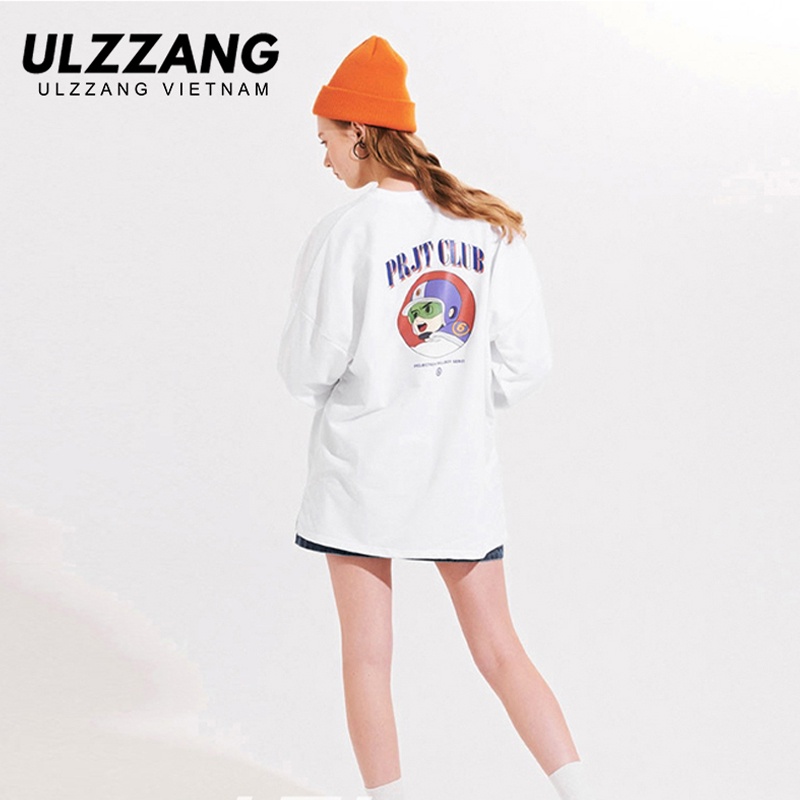 Áo thun dài tay Ulzzang cotton 100% dáng unisex form rộng in hình Prit Club