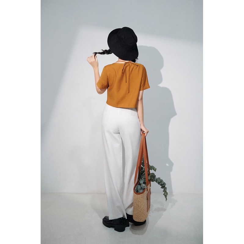 Quần dài tây 2 lớp dây kéo 1 bên hông ống suông thời trang GAGO màu trắng GO4154