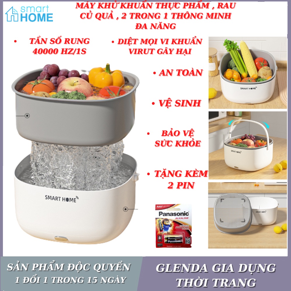 Máy Khử Khuẩn Thực Phẩm Smart Home, Máy Rửa Rau Củ Quả OZONE Thông Minh , Đa Năng , Loại bỏ hóa chất , Diệt 99% Virut0