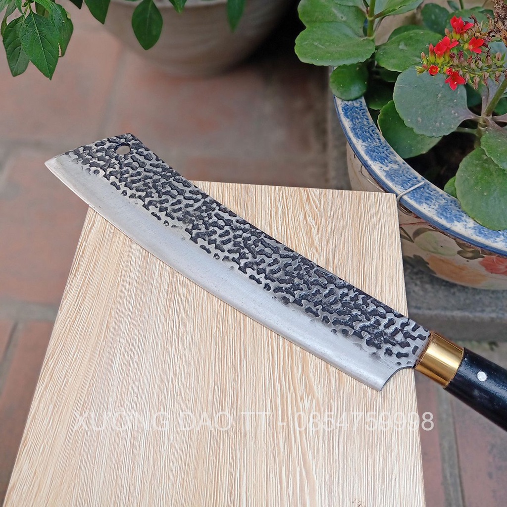 Dao Chặt Cây Chặt Xương Chopper Rèn Từ Nhíp Ô Tô - Dập Vân Da Báo